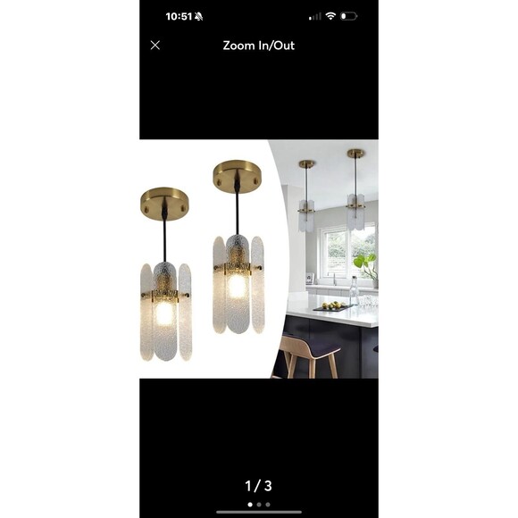 Vintage Pendant Light Fixture with Raindrop Textured Glass - Picture 1 of 3